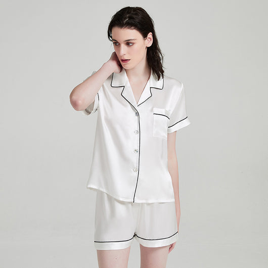 Pijama Corto de Seda para Mujer - Conjunto de Blusa y Short - Image 9