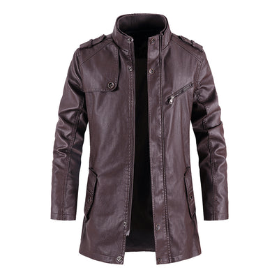 Chaqueta de Cuero Premium con Cuello de Pie para Hombre - Image 14
