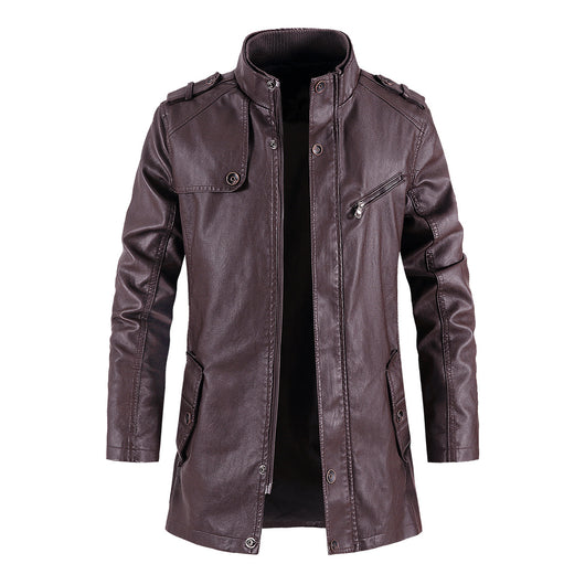 Chaqueta de Cuero Premium con Cuello de Pie para Hombre - Image 14