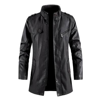 Chaqueta de Cuero Premium con Cuello de Pie para Hombre - Image 16