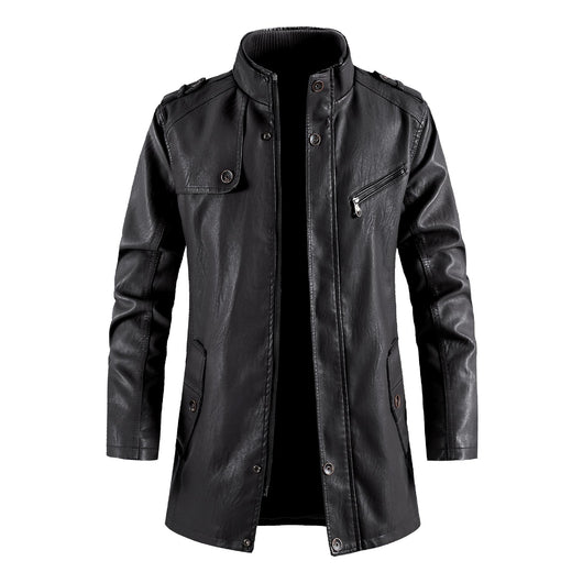 Chaqueta de Cuero Premium con Cuello de Pie para Hombre - Image 16