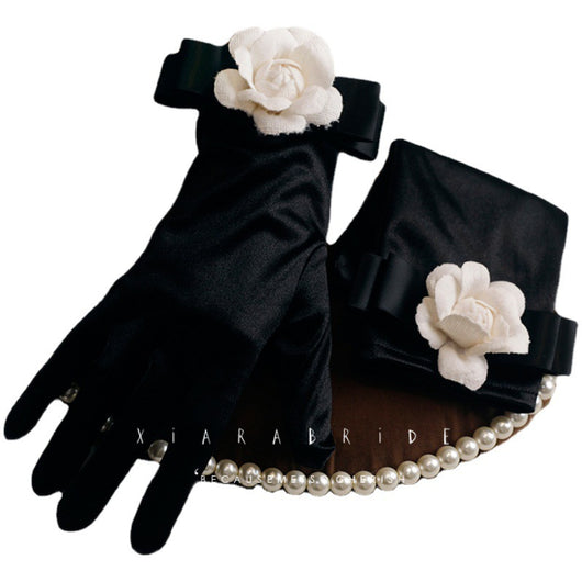 Vestido de Noche Negro Estilo Audrey Hepburn con Guantes Mariposa Retro - Image 18