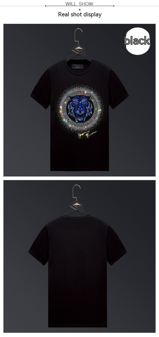 Camiseta Tigre Strass Talla Grande Hombre Manga Corta Algodón Verano - Image 10