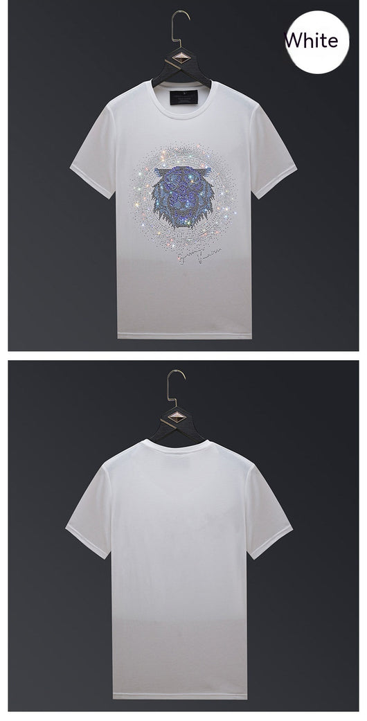 Camiseta Tigre Strass Talla Grande Hombre Manga Corta Algodón Verano - Image 11