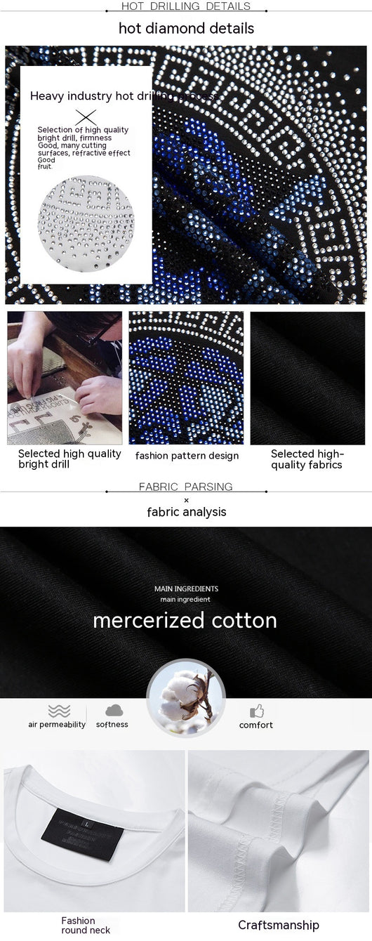 Camiseta Tigre Strass Talla Grande Hombre Manga Corta Algodón Verano - Image 14