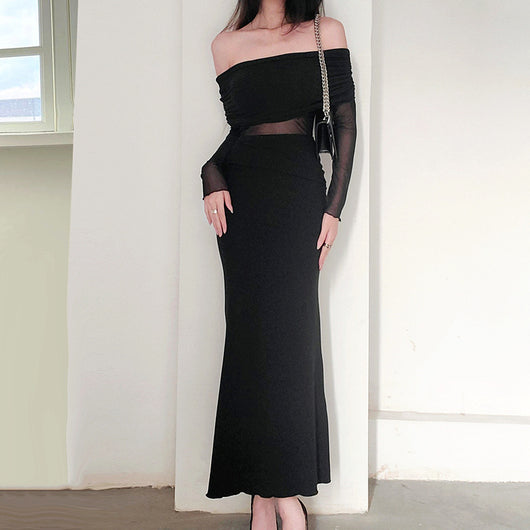 Vestido Largo de Invierno Elegante con Hombros Descubiertos y Pliegues - Image 12