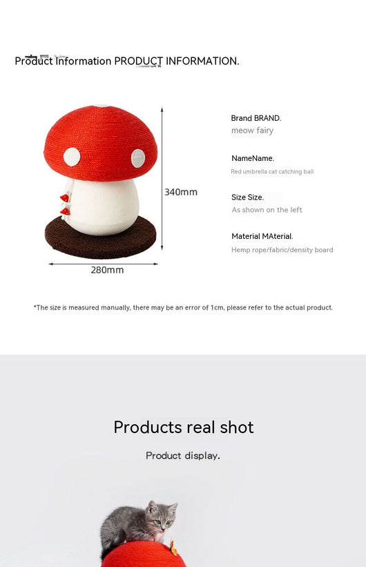 Rascador para Gatos Diseño Seta Rojo - Tabla de Rascar Interactiva - Image 6