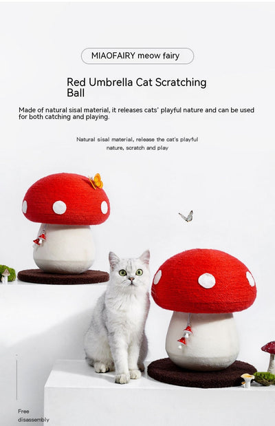 Rascador para Gatos Diseño Seta Rojo - Tabla de Rascar Interactiva - Image 10