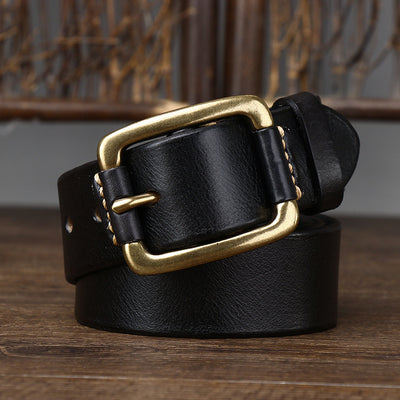 Cinturón de Cuero Genuino para Hombre con Hebilla Retro de Latón - Image 37