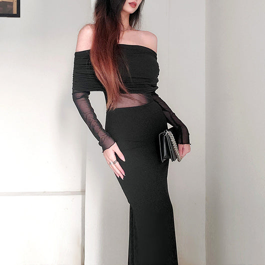 Vestido Largo de Invierno Elegante con Hombros Descubiertos y Pliegues - Image 15