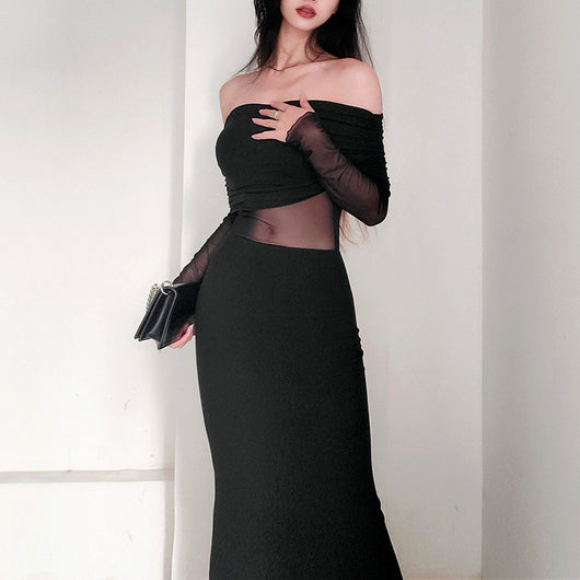Vestido Largo de Invierno Elegante con Hombros Descubiertos y Pliegues - Image 17