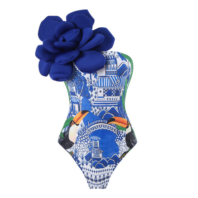 Blue and white floral paisley sarong with a tie waist, perfect as a beach wrap or swimsuit cover-up. - Image 21