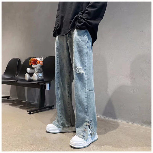 Pantalones Vaqueros Rectos con Letras Bordadas - Estilo Hip Hop Street Fashion - Image 16