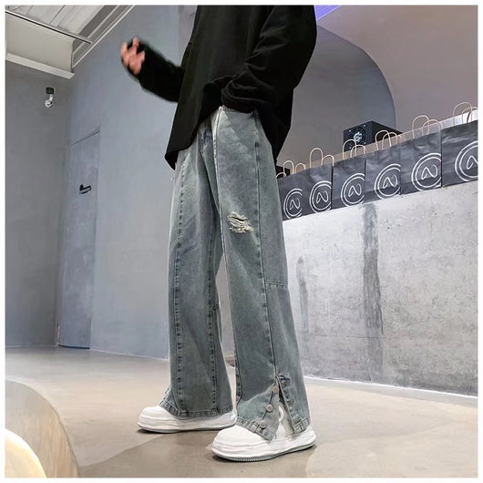 Pantalones Vaqueros Rectos con Letras Bordadas - Estilo Hip Hop Street Fashion - Image 17