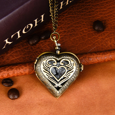 Reloj de Bolsillo Retro Cuarzo Corazón Hueco con Diamantes - Image 16