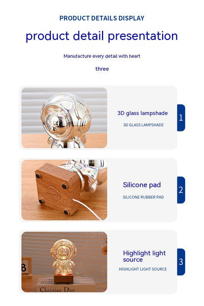 Lámpara Nocturna 3D Astronauta con Fuegos Artificiales - Decoración USB - Image 13