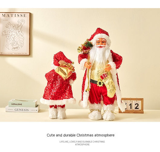 Muñeco Papá Noel con Lentes Lentejuelas Rojo Decorativo - Image 15