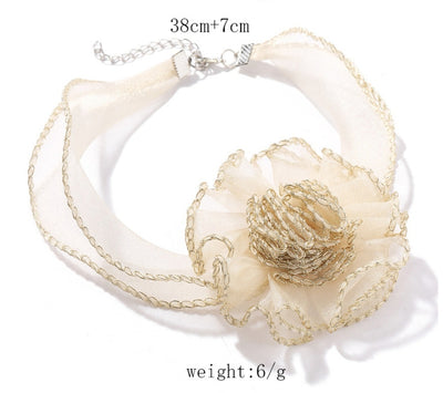 Collar Clavícula con Flor 3D en Encaje Transparente - Diseño Minimalista Trendy - Image 7