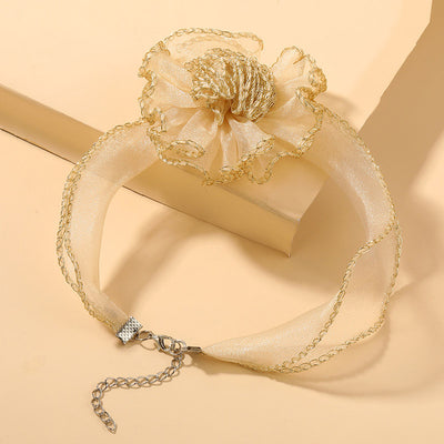 Collar Clavícula con Flor 3D en Encaje Transparente - Diseño Minimalista Trendy - Image 10
