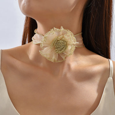 Collar Clavícula con Flor 3D en Encaje Transparente - Diseño Minimalista Trendy - Image 11