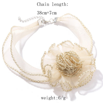 Collar Clavícula con Flor 3D en Encaje Transparente - Diseño Minimalista Trendy - Image 13