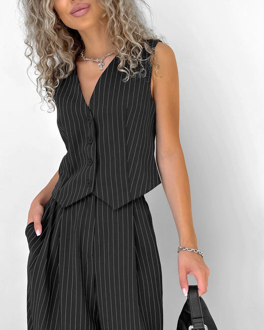 Chaleco V-Neck con Tirantes Anchos - Traje Casual Versátil - Image 20