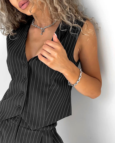 Chaleco V-Neck con Tirantes Anchos - Traje Casual Versátil - Image 21