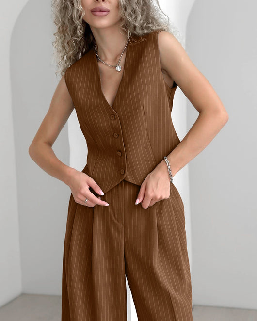 Chaleco V-Neck con Tirantes Anchos - Traje Casual Versátil - Image 27