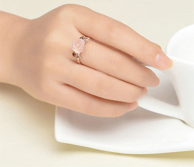 Anillo de Piedra Rosa Hibisco Artesanal para Mujer - Joyería Mayorista - Image 8