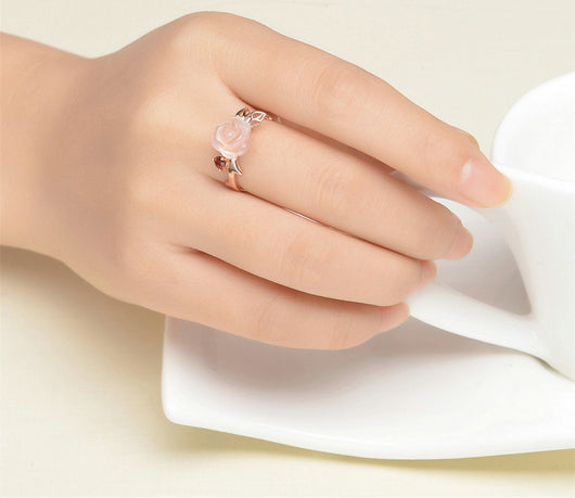 Anillo de Piedra Rosa Hibisco Artesanal para Mujer - Joyería Mayorista - Image 8