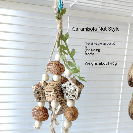 Five dried Yangtao nut shells, light brown with dark striped patterns and small holes, for birds or small pets. - Image 28