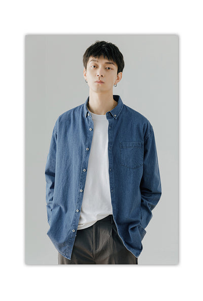 Camisa Denim Manga Larga Casual para Hombre - Estilo Versátil y Moderno - Image 10