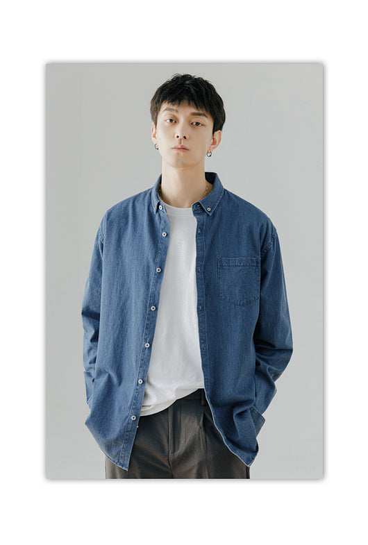 Camisa Denim Manga Larga Casual para Hombre - Estilo Versátil y Moderno - Image 10