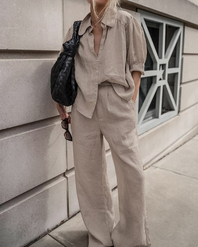 Conjunto Dos Piezas: Camisa Suelta Manga Larga y Pantalón Ancho Cómodo - Image 8