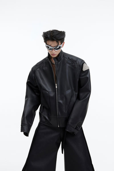 Chaqueta de Cuero con Diseño Gráfico Metálico - Image 9