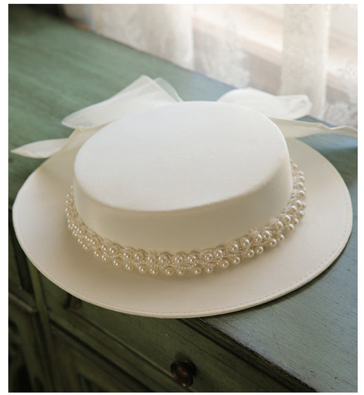 Sombrero Plano Elegante de Perlas para Mujer - Estilo Francés - Image 10