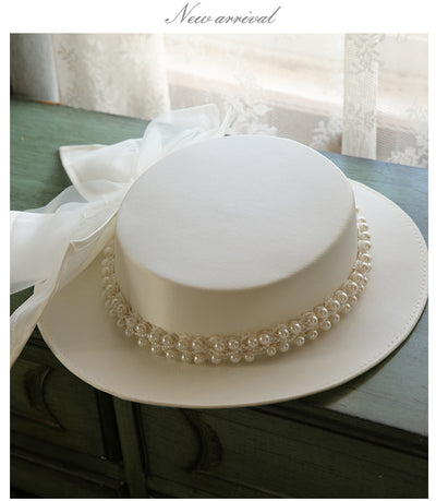 Sombrero Plano Elegante de Perlas para Mujer - Estilo Francés - Image 11