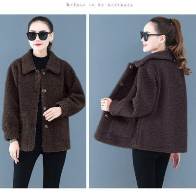 Chaqueta Corta de Lana de Cordero para Otoño e Invierno - Image 10