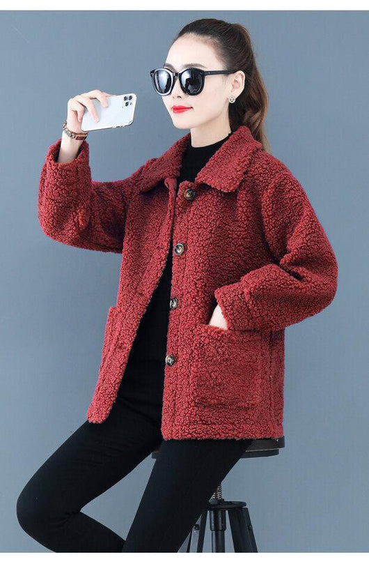 Chaqueta Corta de Lana de Cordero para Otoño e Invierno - Image 11