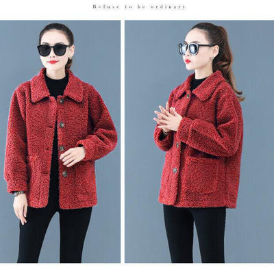 Chaqueta Corta de Lana de Cordero para Otoño e Invierno - Image 14