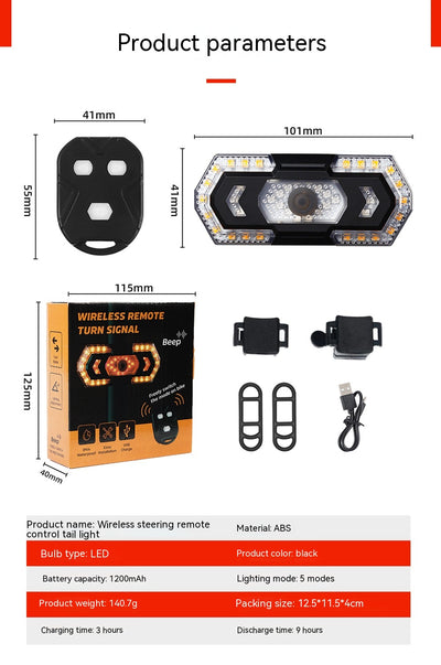 Luz Trasera con Control Remoto y Carga USB Resistente al Agua - Image 6