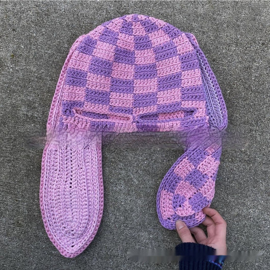 Gorro de Punto Artesanal con Orejas de Conejo, Diseño Divertido con Máscara de Un Ojo y Cuernos - Image 28