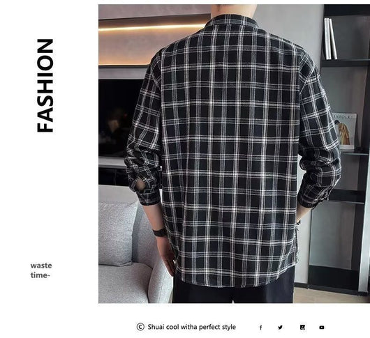 Camisa Casual Cuadros Estilo Hong Kong para Jóvenes - Image 69