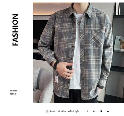 Camisa Casual Cuadros Estilo Hong Kong para Jóvenes - Image 81
