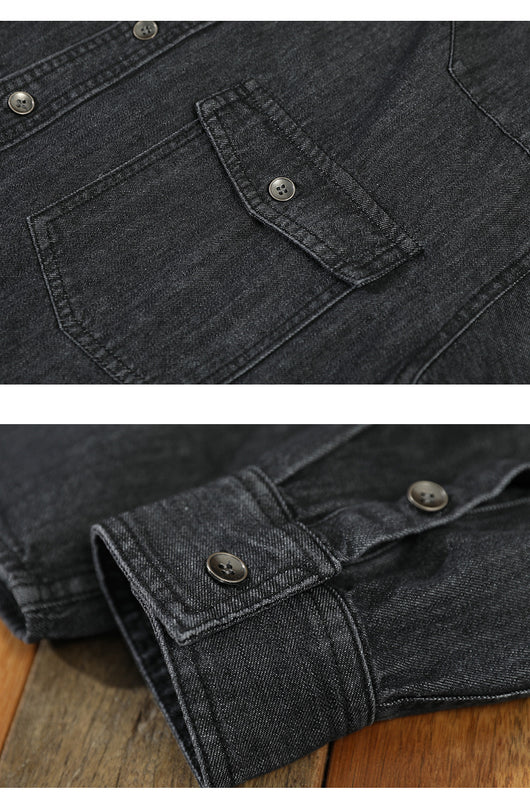 Camisa Denim Holgada Estilo Japonés Talla Grande Manga Larga - Image 16