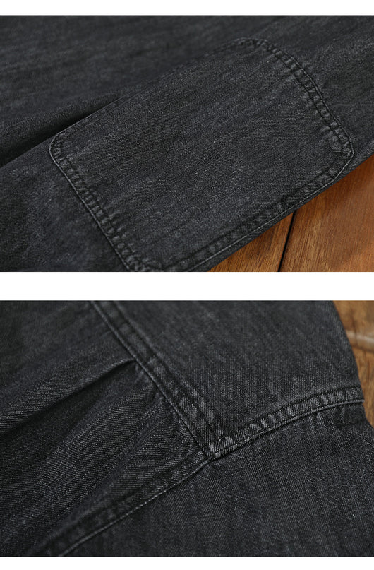 Camisa Denim Holgada Estilo Japonés Talla Grande Manga Larga - Image 17
