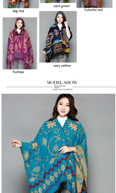 Poncho Étnico Nepali Extra Grande Acolchado para Otoño e Invierno - Image 10