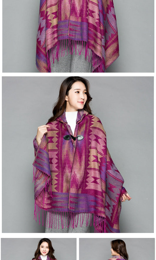 Poncho Étnico Nepali Extra Grande Acolchado para Otoño e Invierno - Image 12