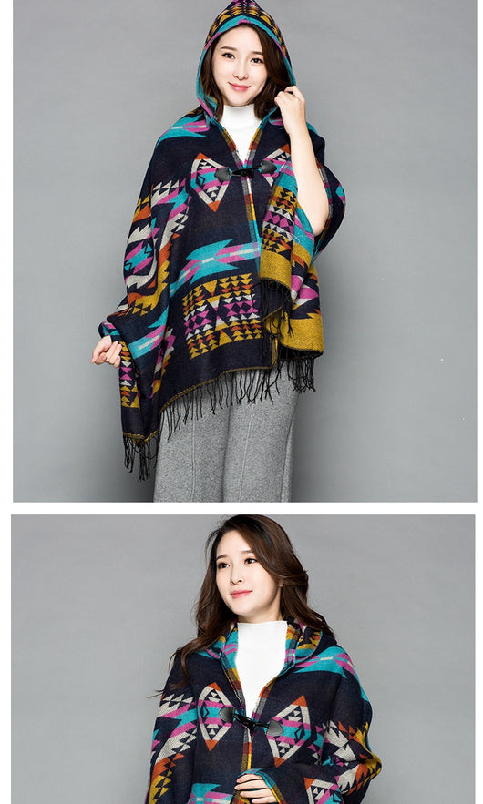 Poncho Étnico Nepali Extra Grande Acolchado para Otoño e Invierno - Image 14
