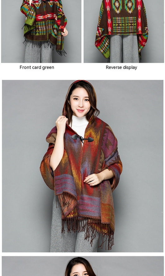 Poncho Étnico Nepali Extra Grande Acolchado para Otoño e Invierno - Image 16